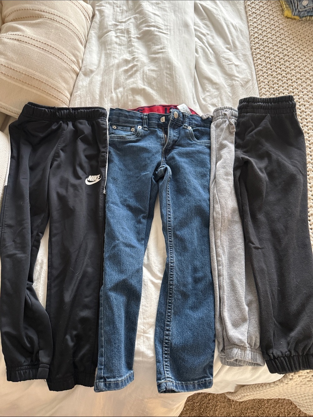 Nike Black Kids Sweatpants with White Swoosh